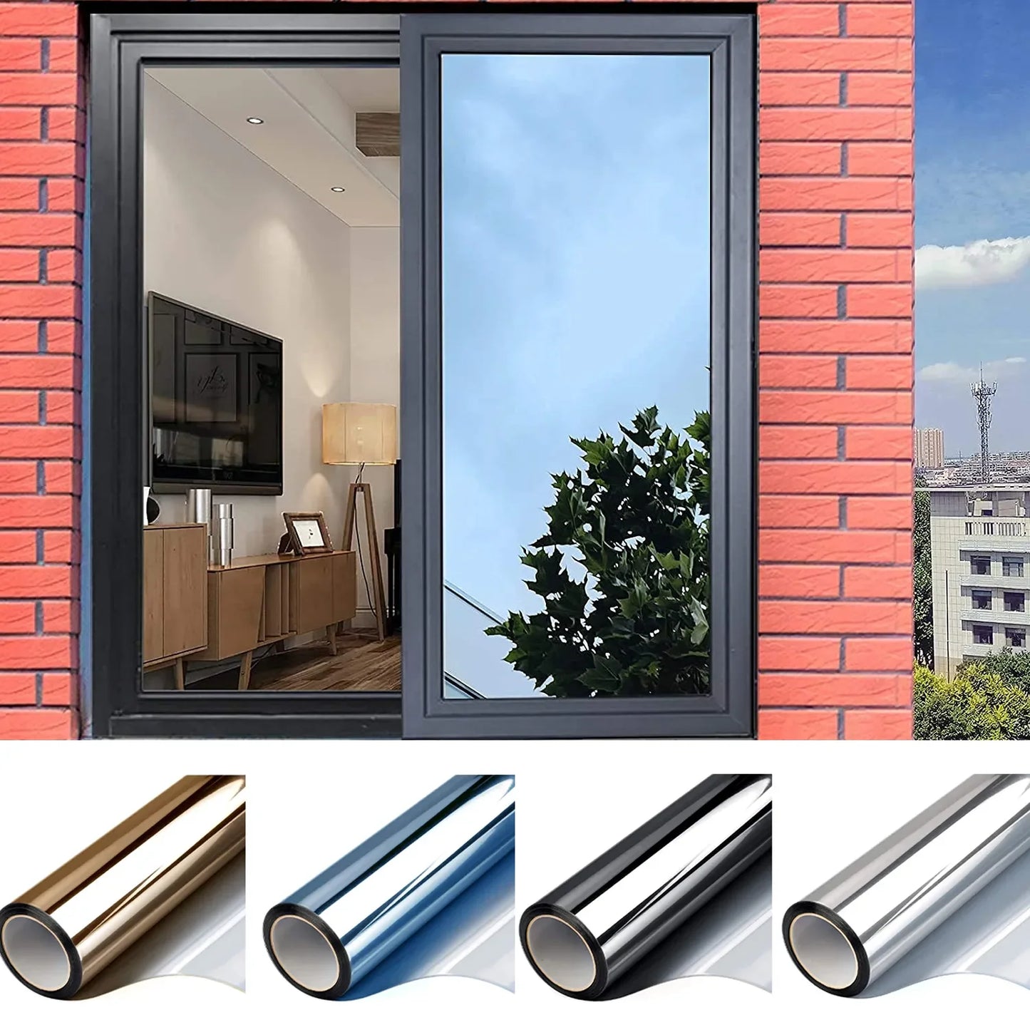 Side by side: bare window vs DAYHIDE mirror pane