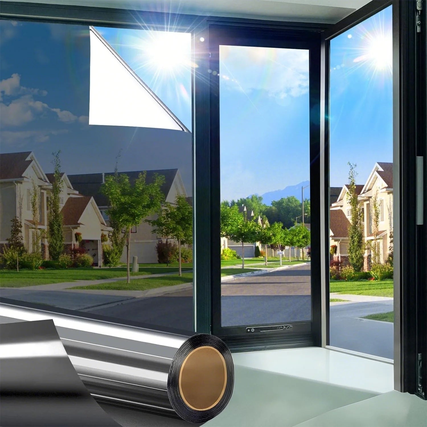 DAYHIDE one-way mirror film on a sunny window